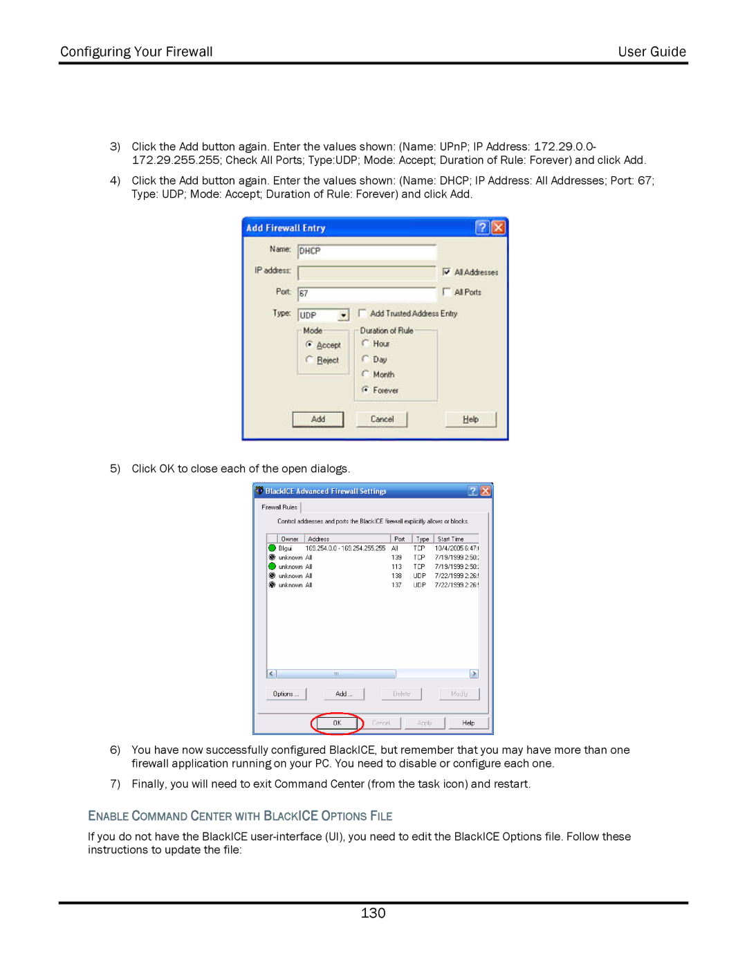 WiLife V2.5 manual Enable Command Center with Blackice Options File 