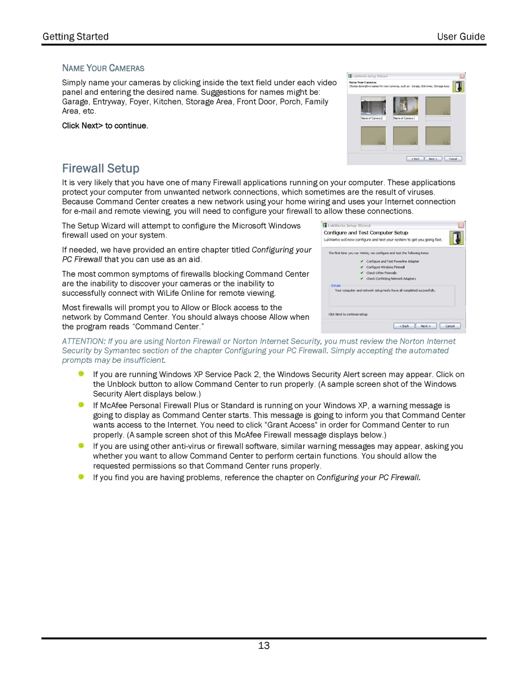 WiLife V2.5 manual Firewall Setup, Name Your Cameras 