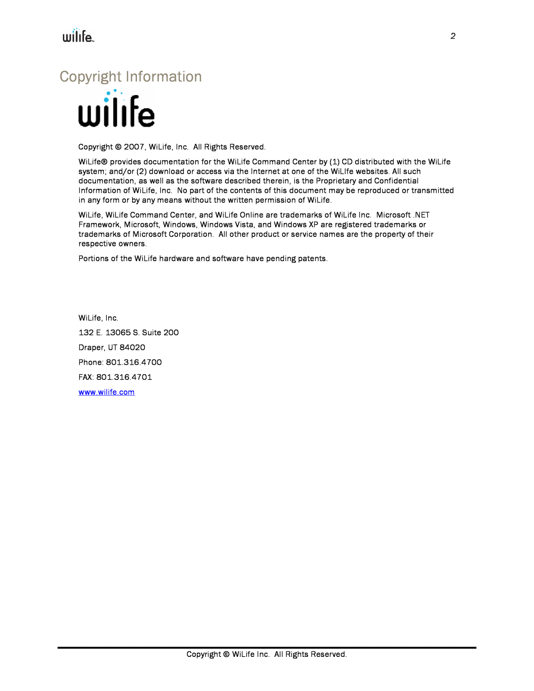 WiLife Video Security System manual Copyright Information 