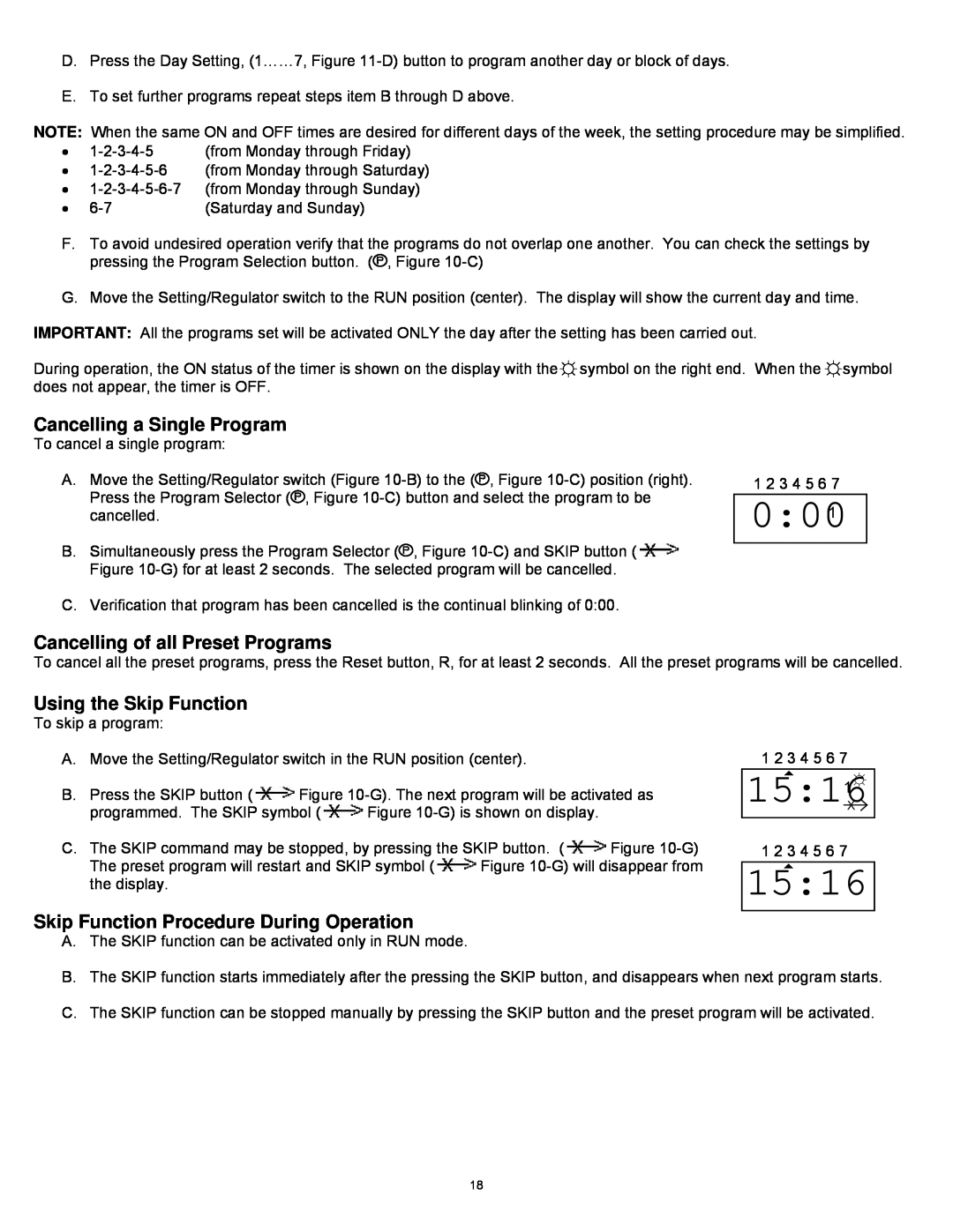 Williams 1773511 Cancelling a Single Program, Cancelling of all Preset Programs, Using the Skip Function, 0001, 1516 