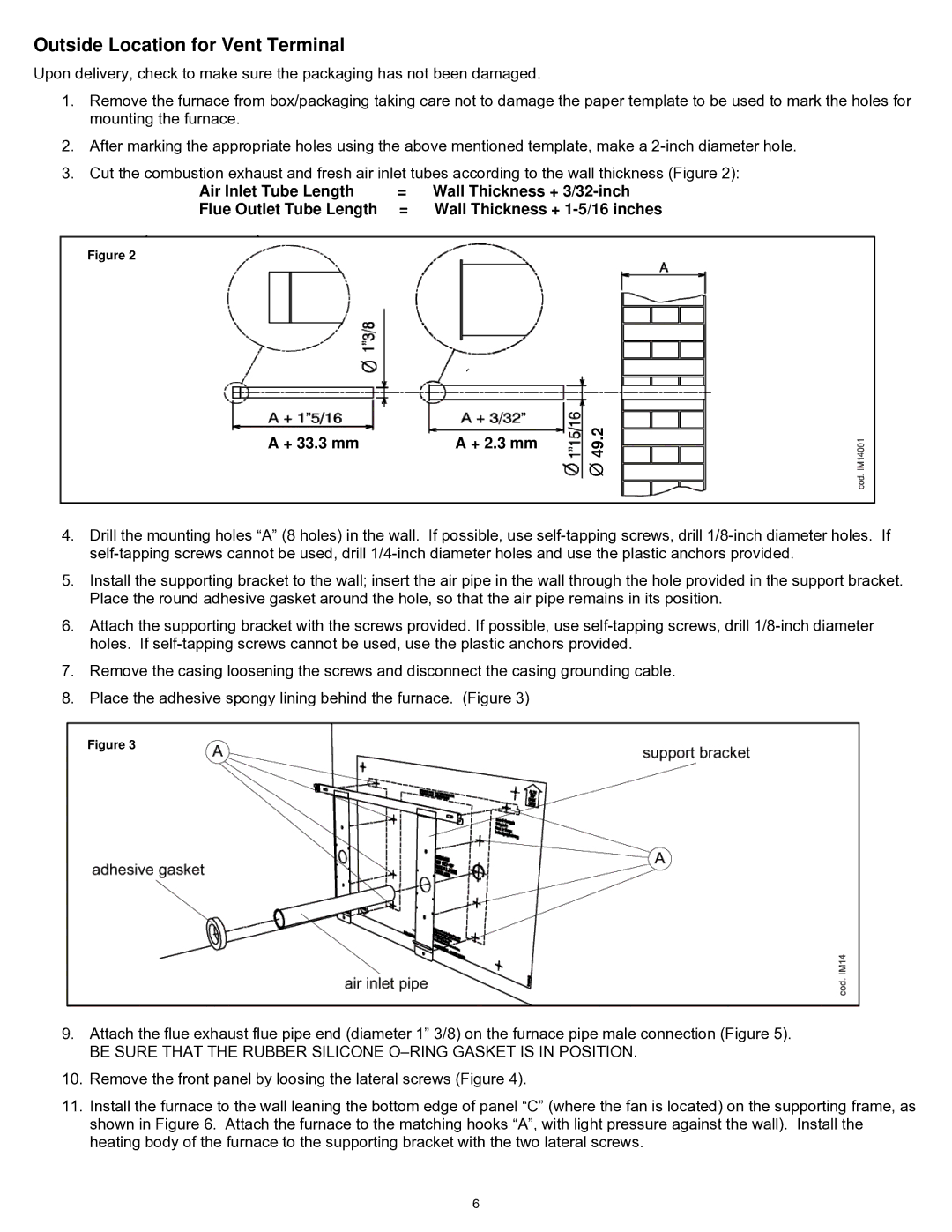 Williams 2903512, 2903511 installation instructions Outside Location for Vent Terminal 