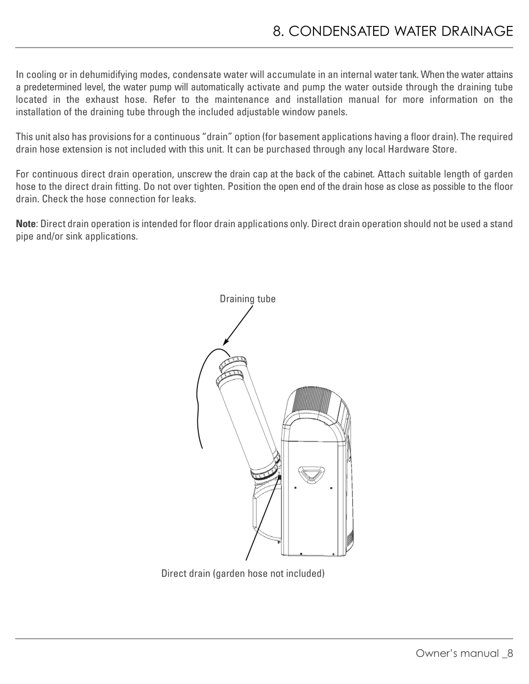 Williams M00045-V01 manual Condensated Water Drainage 