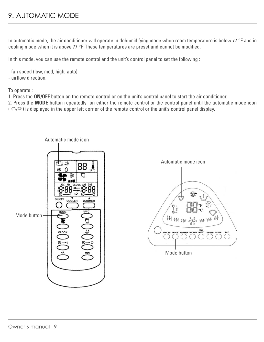 Williams M00045-V01 manual Automatic Mode 