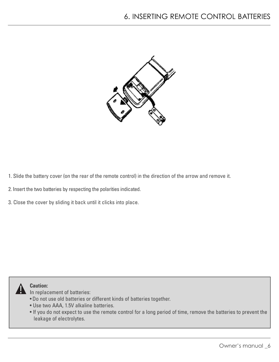 Williams M00045-V01 manual Inserting Remote Control Batteries 