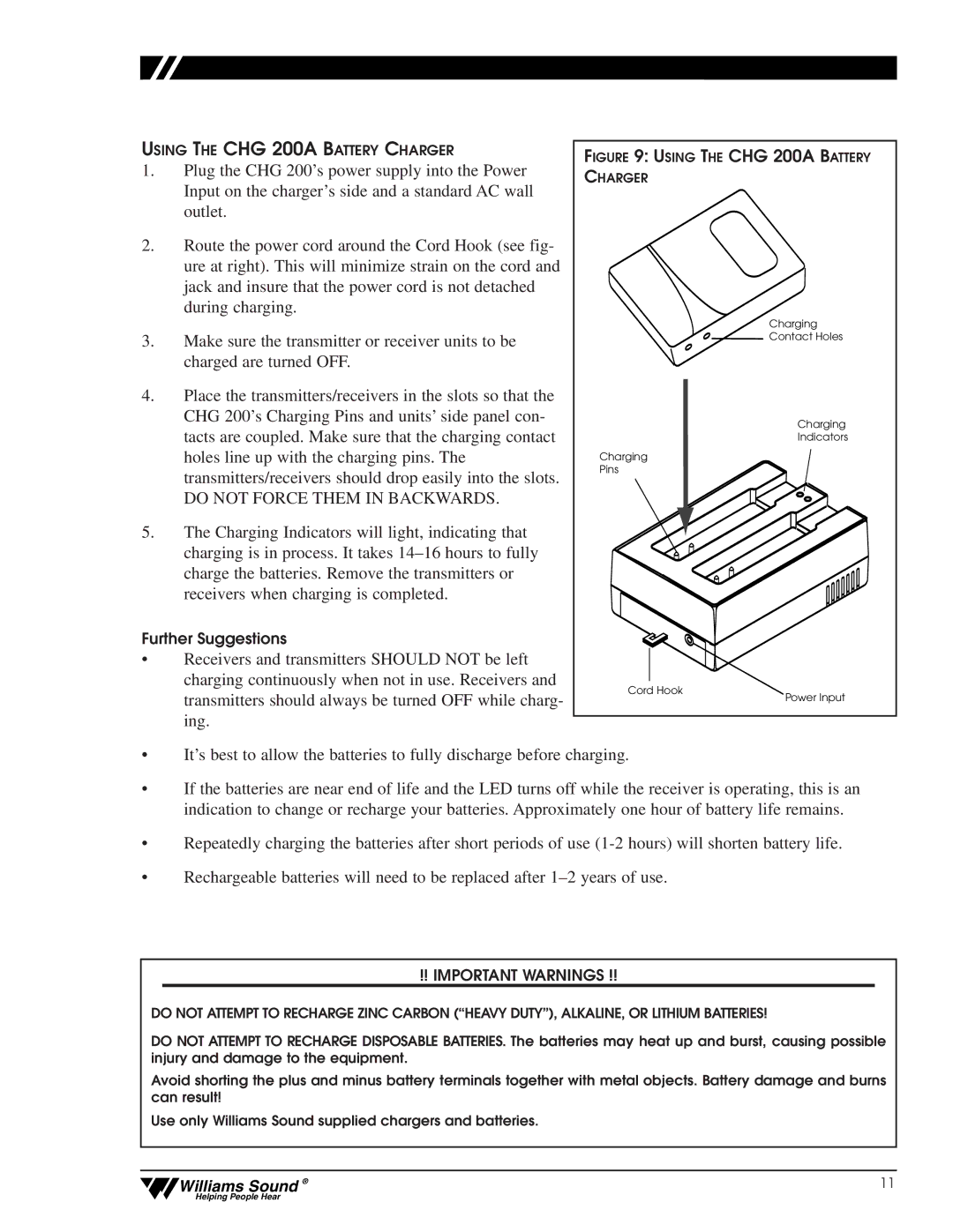 Williams Sound CFM 300, CFM 400 user manual Do not Force Them in Backwards 