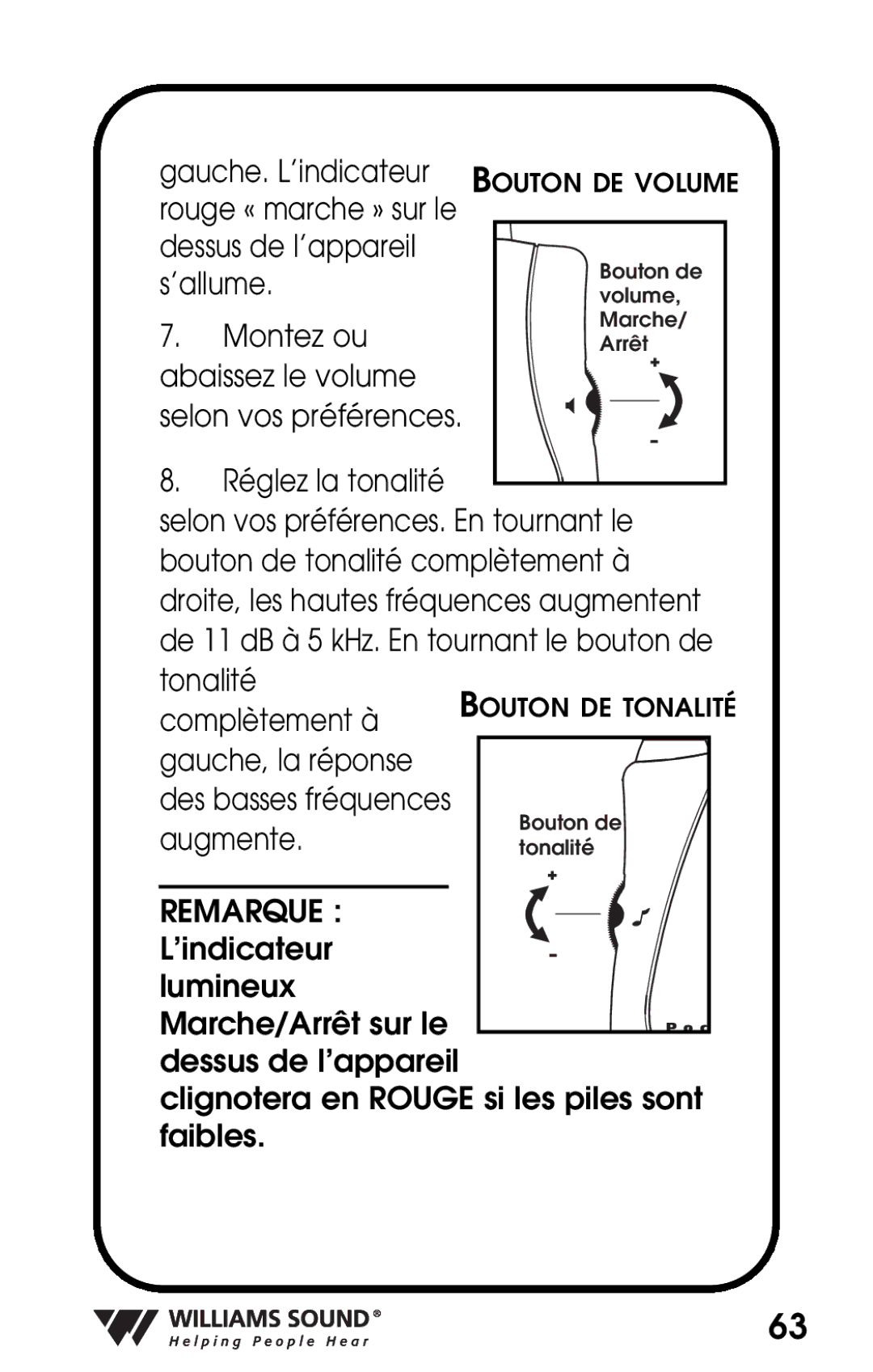 Williams Sound PKT D1 manual Gauche, la réponse 