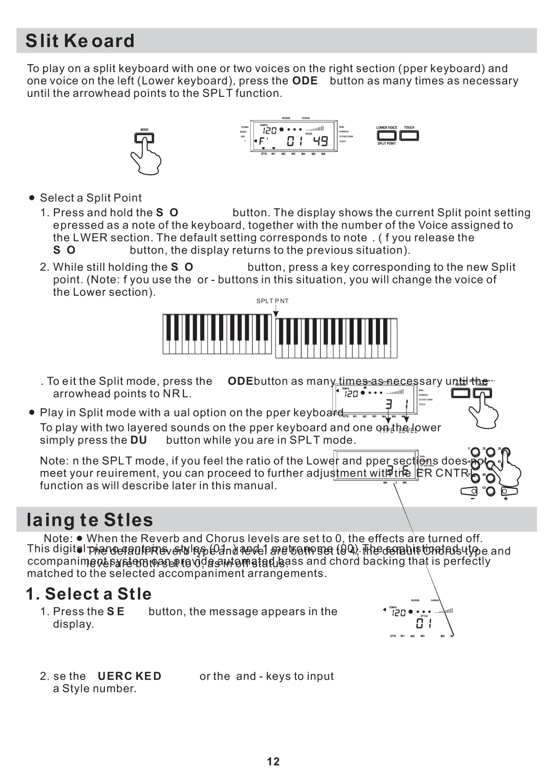 Williams Sound Sonata 88 manual Split Keyboard, Playing the Styles, Select a Style 