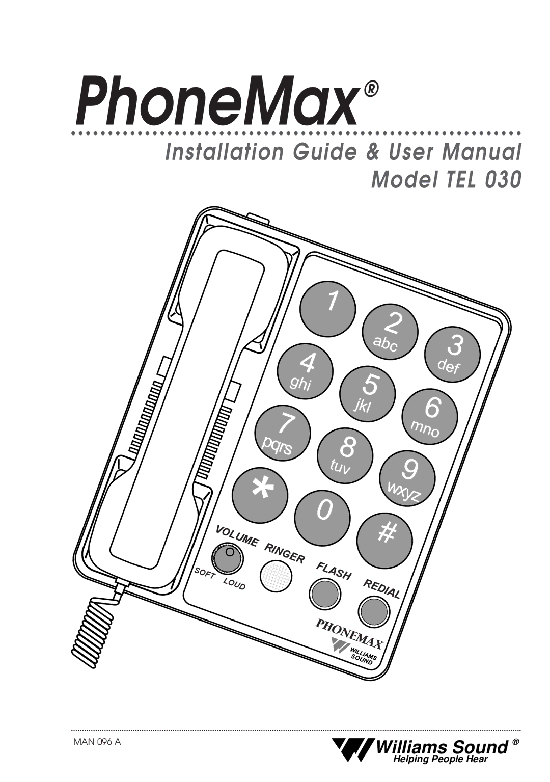 Williams Sound TEL 030 user manual PhoneMax 