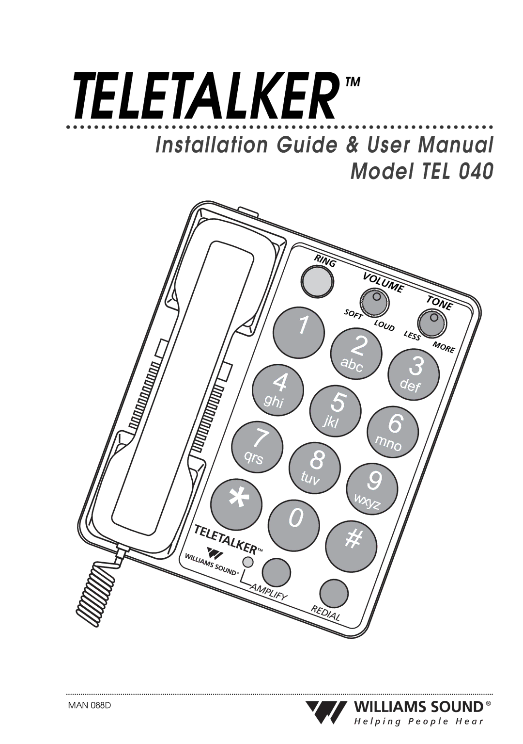 Williams Sound TEL 040 user manual Teletalker 