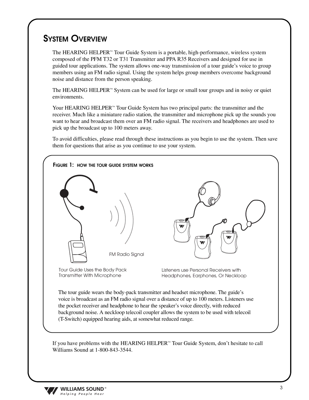 Williams Sound TGS PRO 720 system manual System Overview, HOW the Tour Guide System Works 