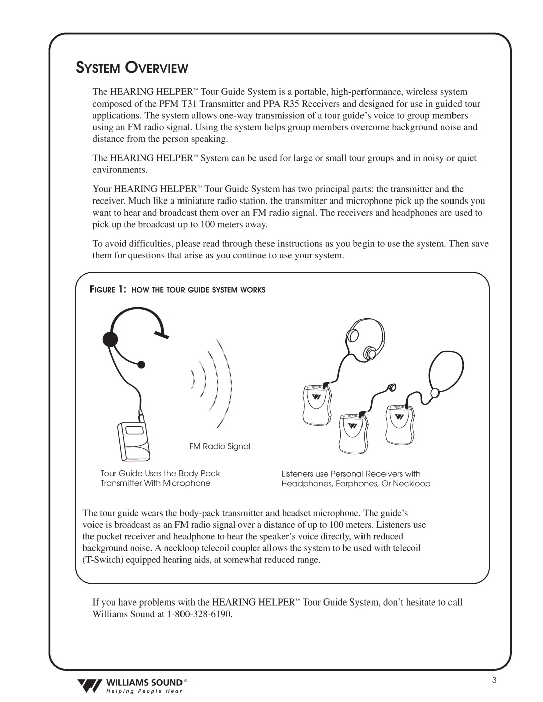 Williams Sound TGS PRO 720 system manual System Overview, HOW the Tour Guide System Works 