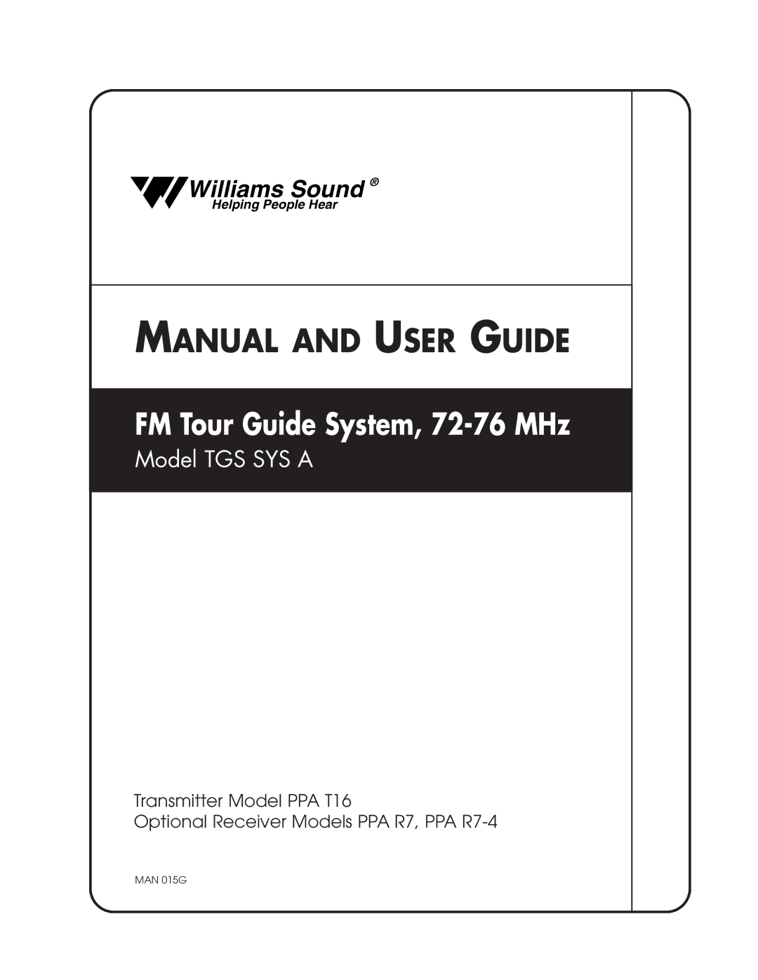 Williams Sound TGS SYS A manual Manual and User Guide 