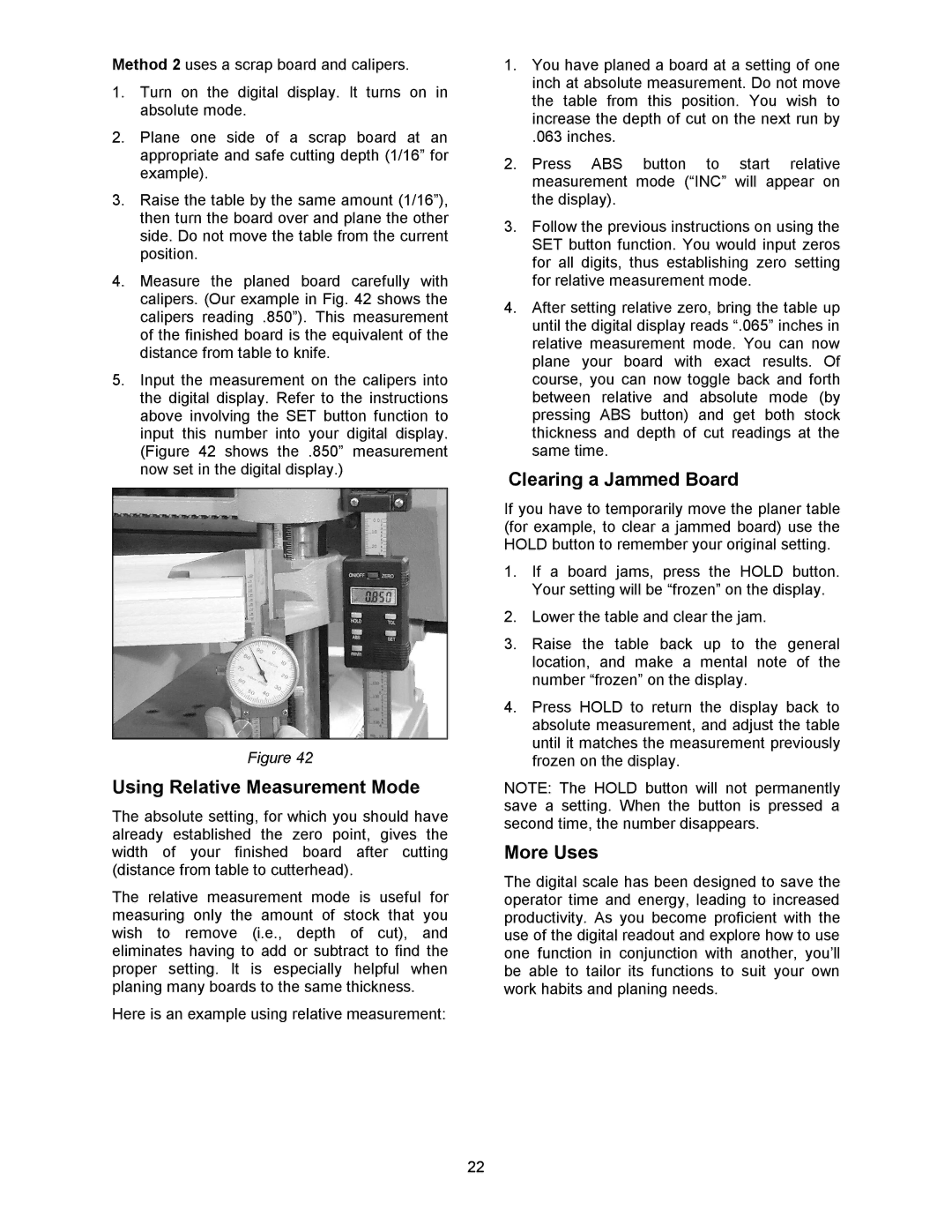 Wilton 15HH, 15S manual Using Relative Measurement Mode, Clearing a Jammed Board, More Uses 