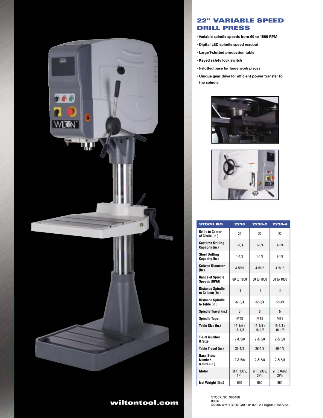 Wilton 22 manual Variable Speed Drill Press 