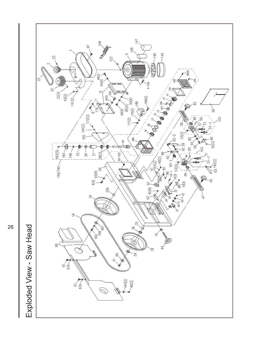 Wilton 3400, 3410 manual Exploded View Saw Head 