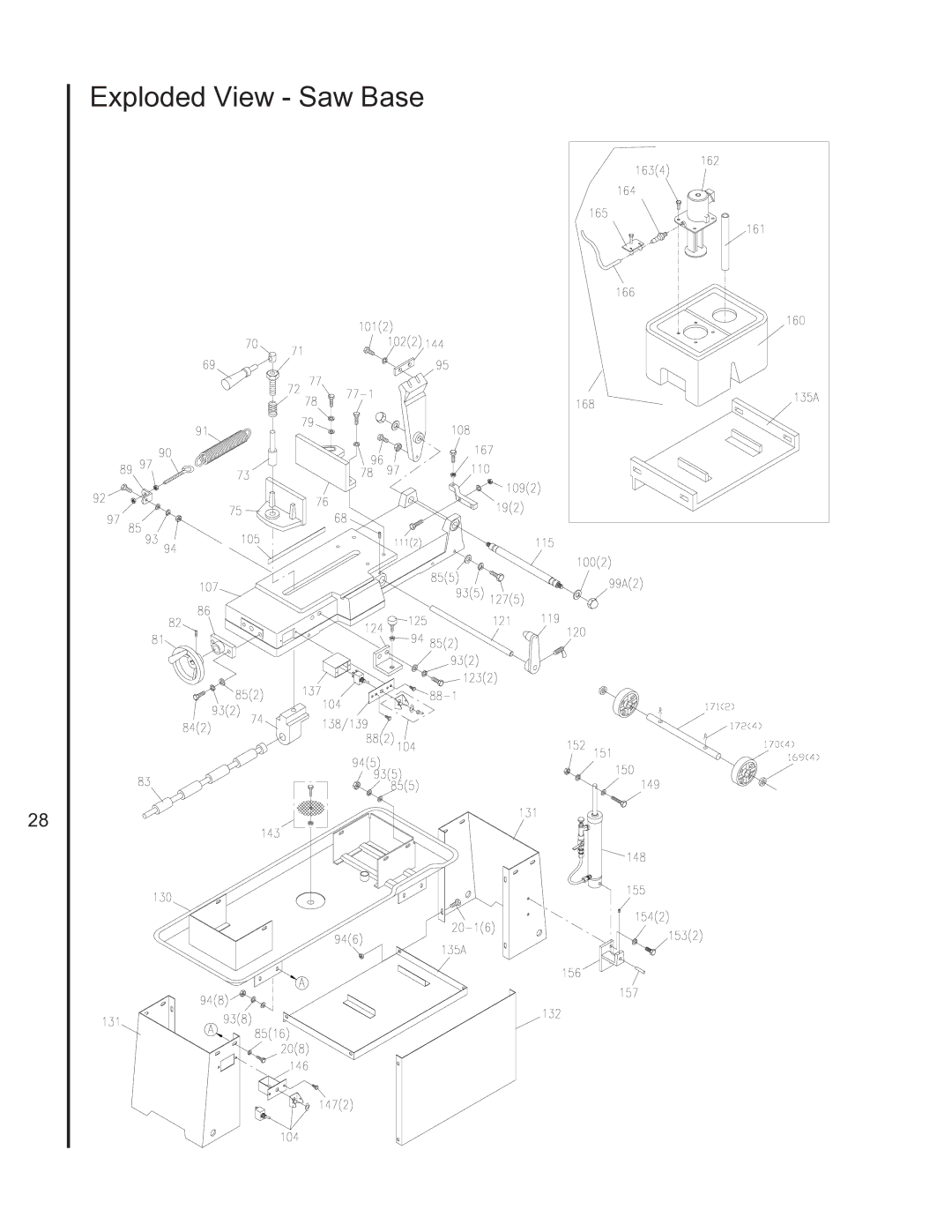 Wilton 3400, 3410 manual Exploded View Saw Base 