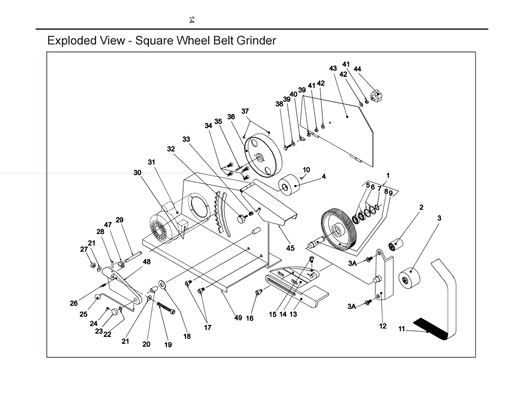 Wilton 4106, 4126AC, 4103 manual Exploded View Square Wheel Belt Grinder 