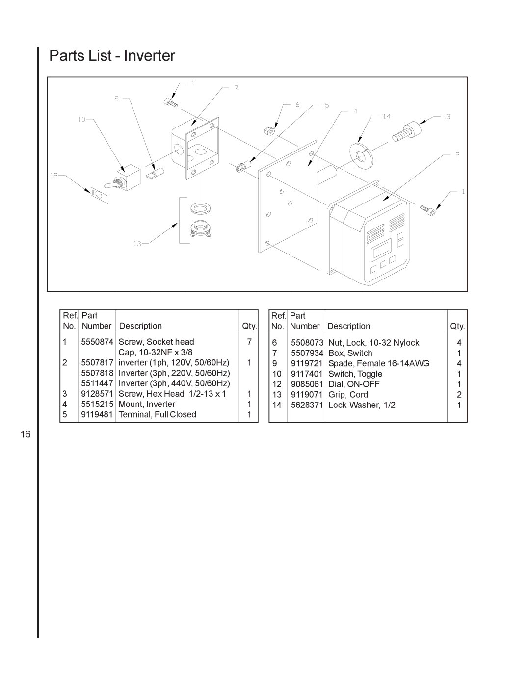 Wilton 4103, 4126AC, 4106 manual Parts List Inverter 