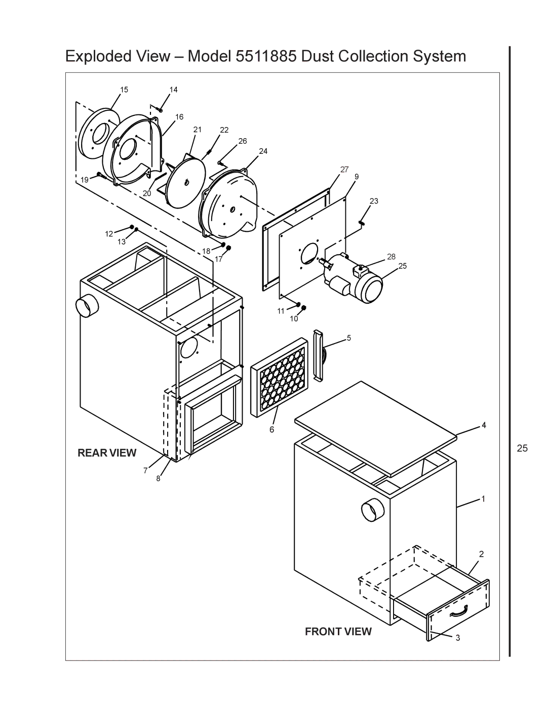 Wilton 4103, 4126AC, 4106 manual Exploded View Model 5511885 Dust Collection System 