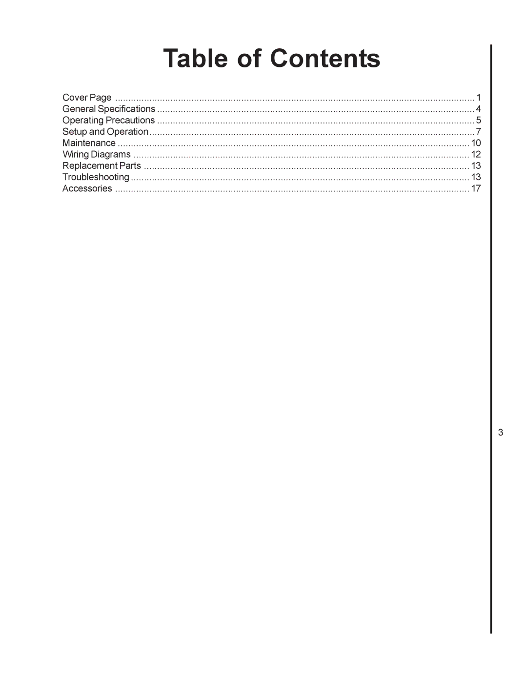 Wilton 4126AC, 4103, 4106 manual Table of Contents 