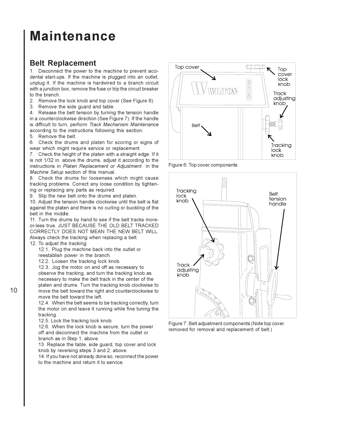 Wilton 4300A, 4200A, 4400A manual Maintenance, Belt Replacement 