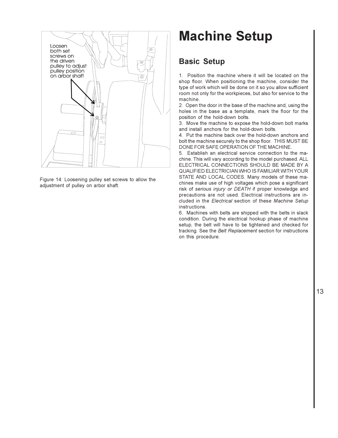 Wilton 4300A, 4200A, 4400A manual Machine Setup, Basic Setup 