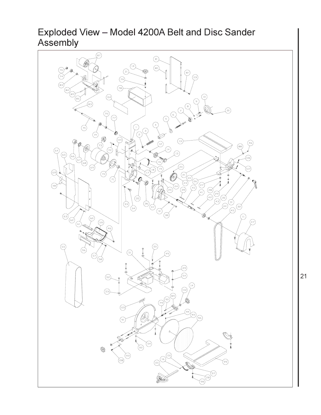 Wilton 4300A, 4400A manual Exploded View Model 4200A Belt and Disc Sander Assembly 