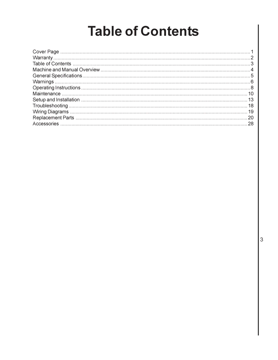 Wilton 4200A, 4300A, 4400A manual Table of Contents 