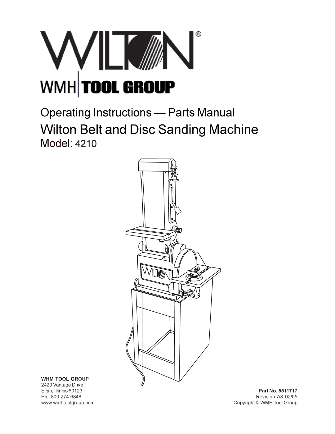 Wilton 4210 manual Wilton Belt and Disc Sanding Machine 