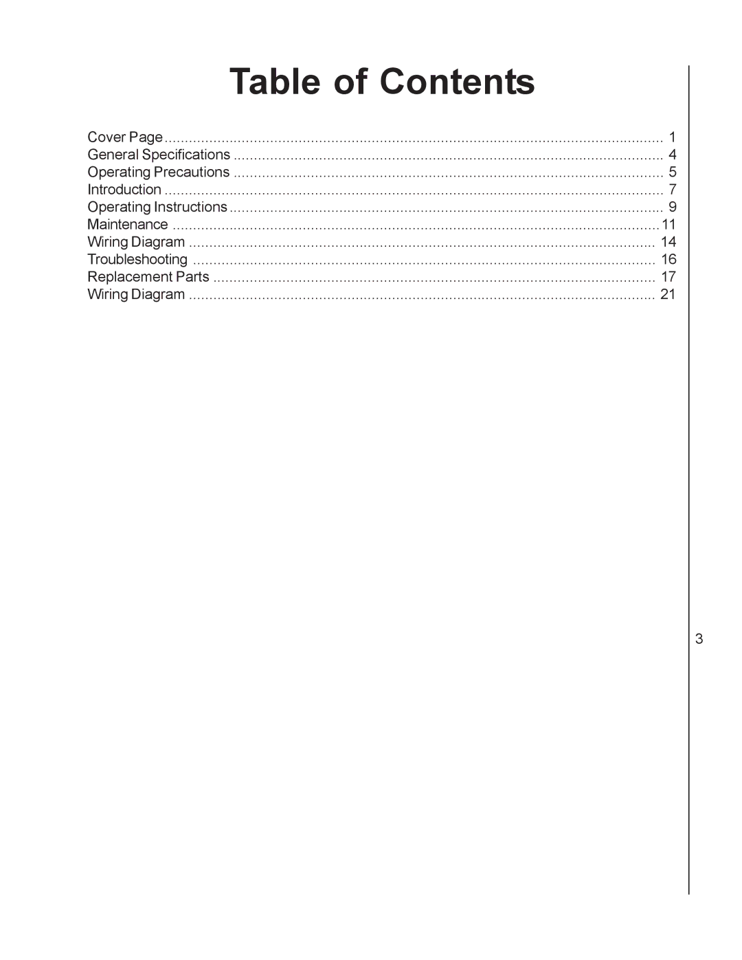 Wilton 4210 manual Table of Contents 
