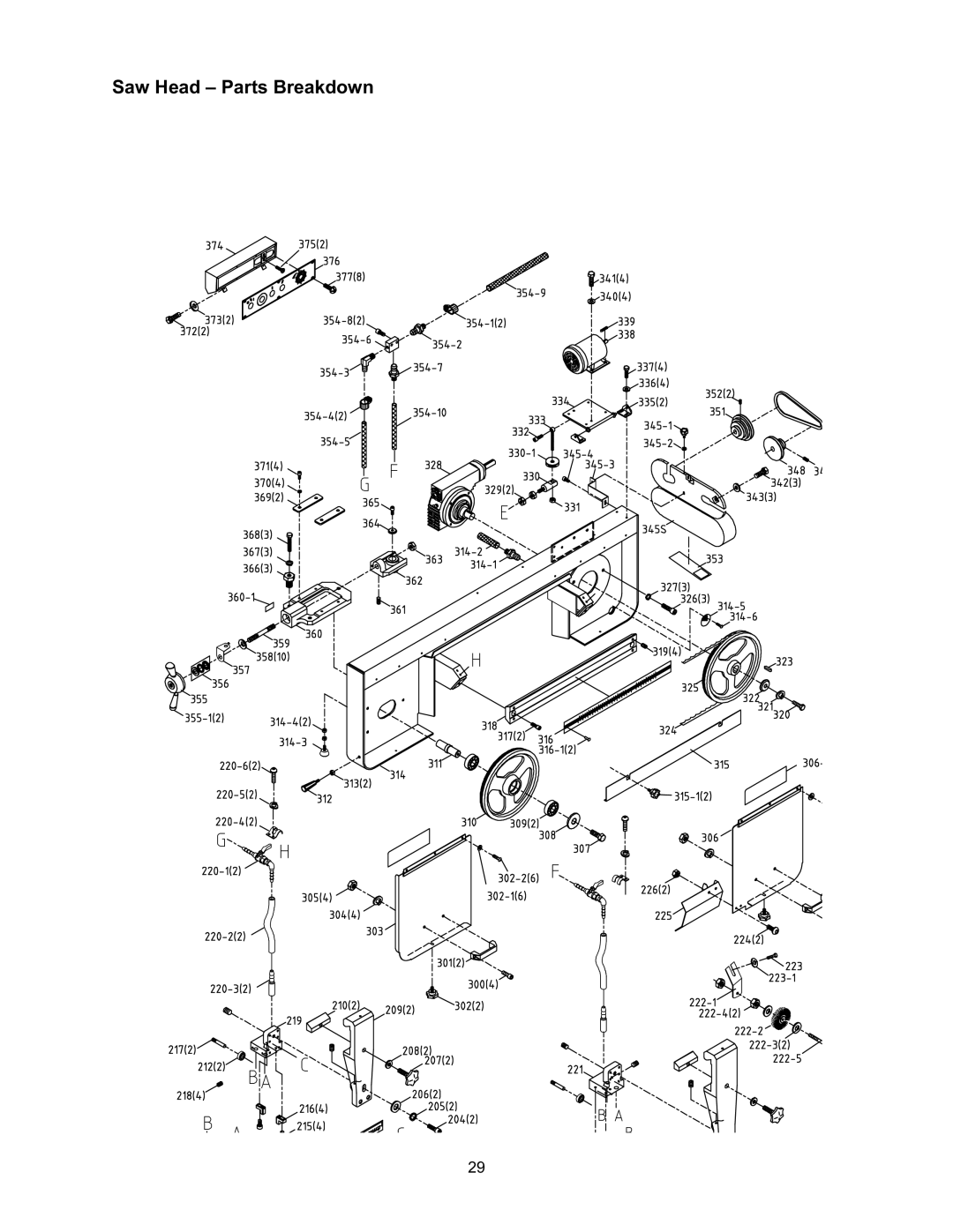 Wilton 7015 manual Saw Head Parts Breakdown 