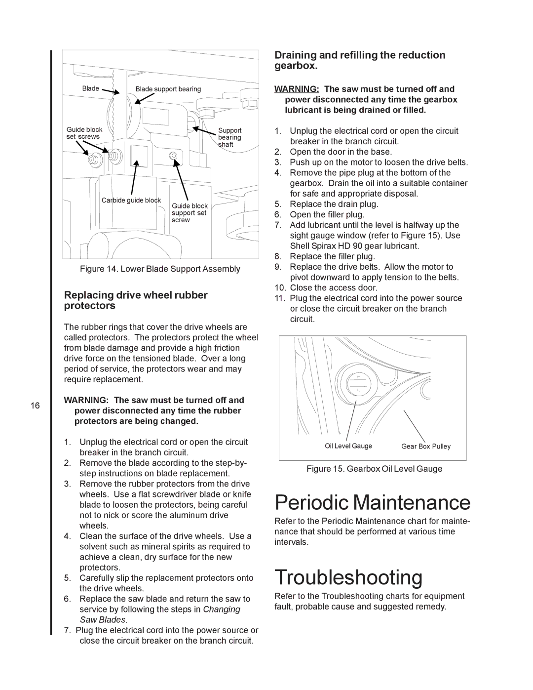 Wilton 8201VS, 8203VS manual Periodic Maintenance, Troubleshooting, Replacing drive wheel rubber protectors 