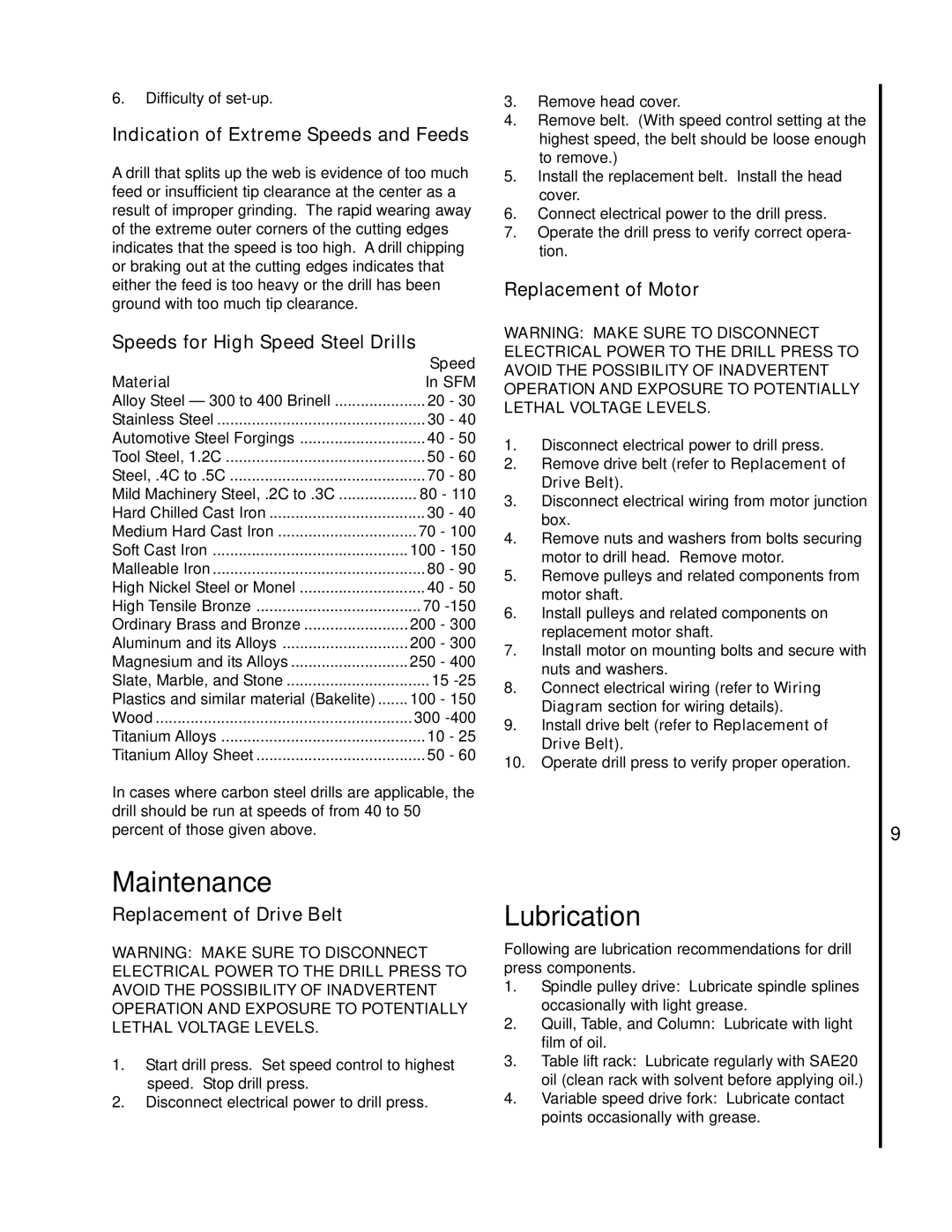 Wilton A5818, A5816, A3816, A3818 manual Maintenance, Lubrication 