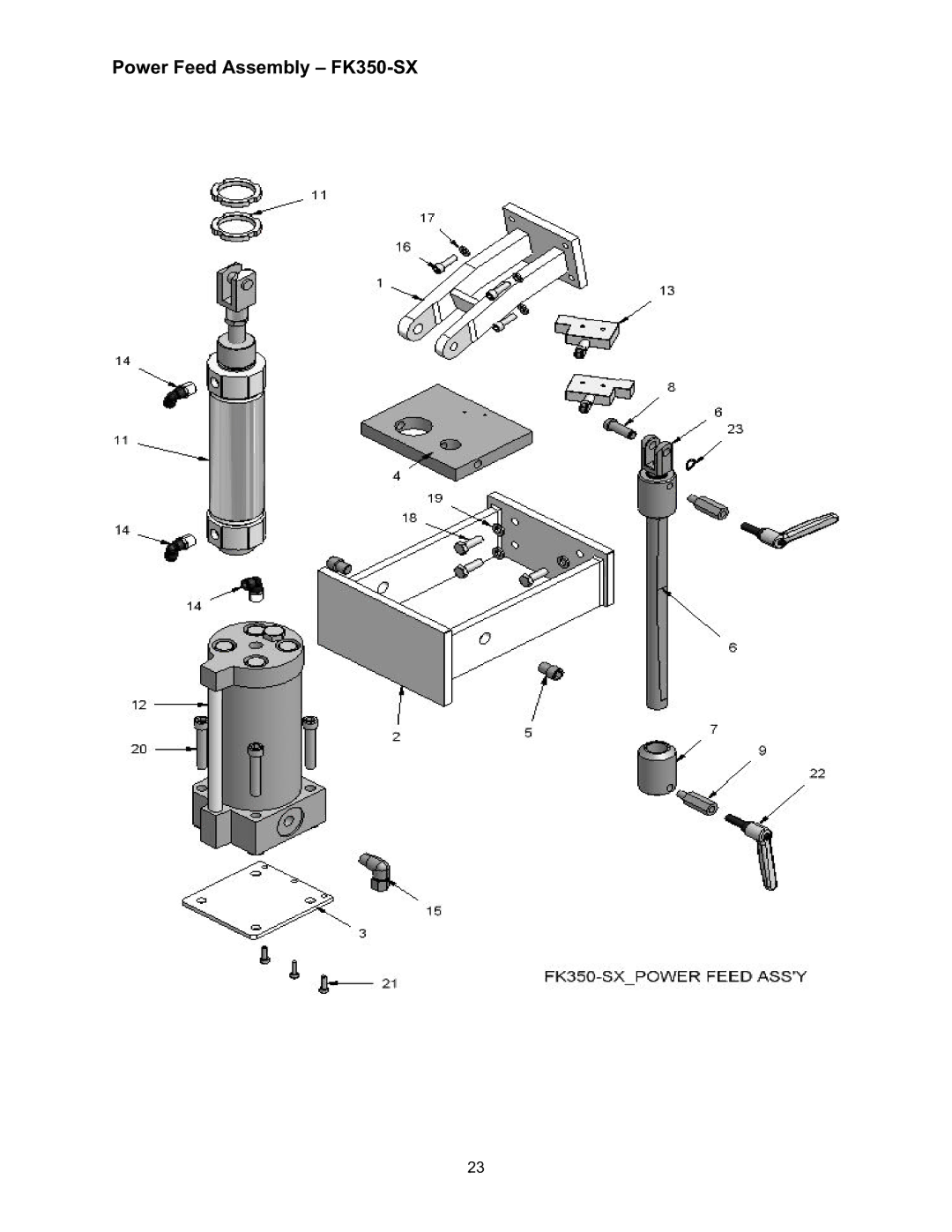 Wilton FK350-2SX, FK350-4 manual Power Feed Assembly FK350-SX 