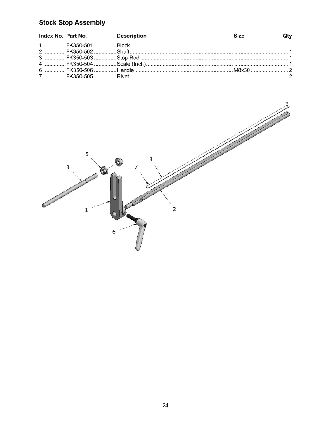 Wilton FK350-2SX, FK350-4 manual Stock Stop Assembly 