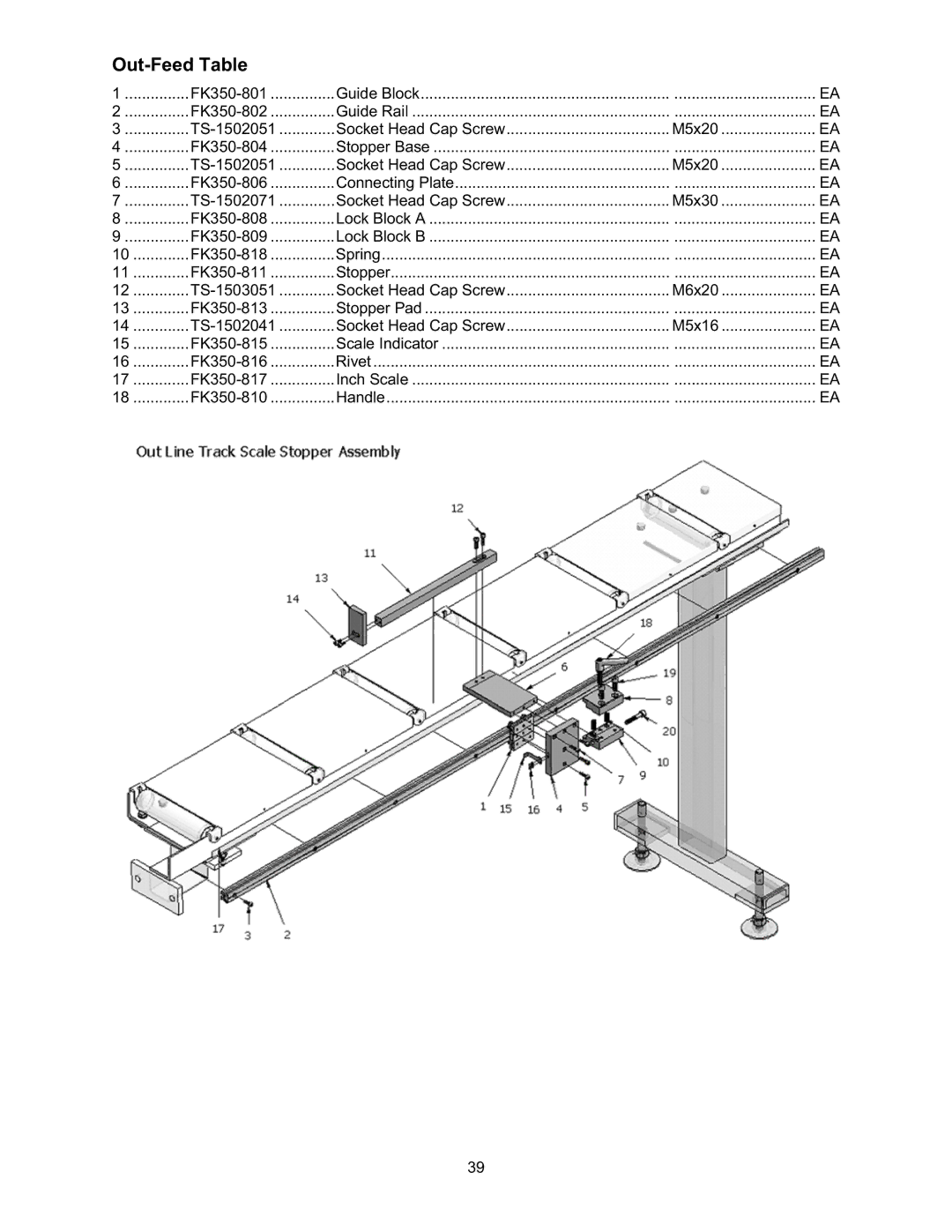 Wilton FK350-2SX, FK350-4 manual Out-Feed Table, TS-1502071 