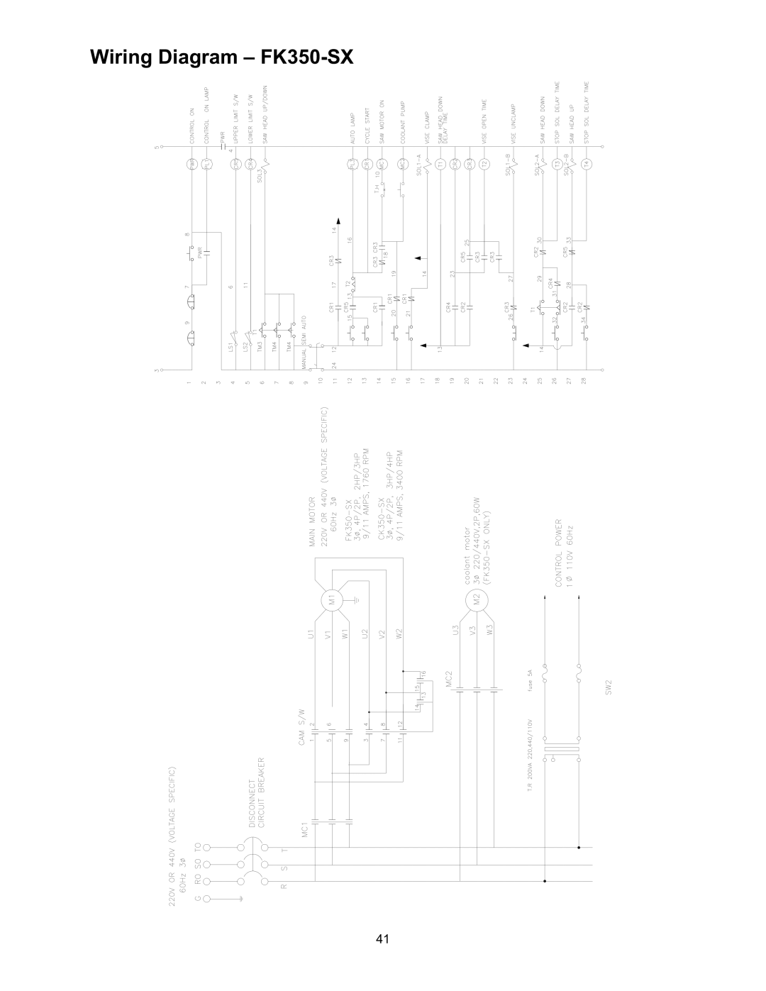 Wilton FK350-4, FK350-2SX manual Wiring Diagram FK350-SX 