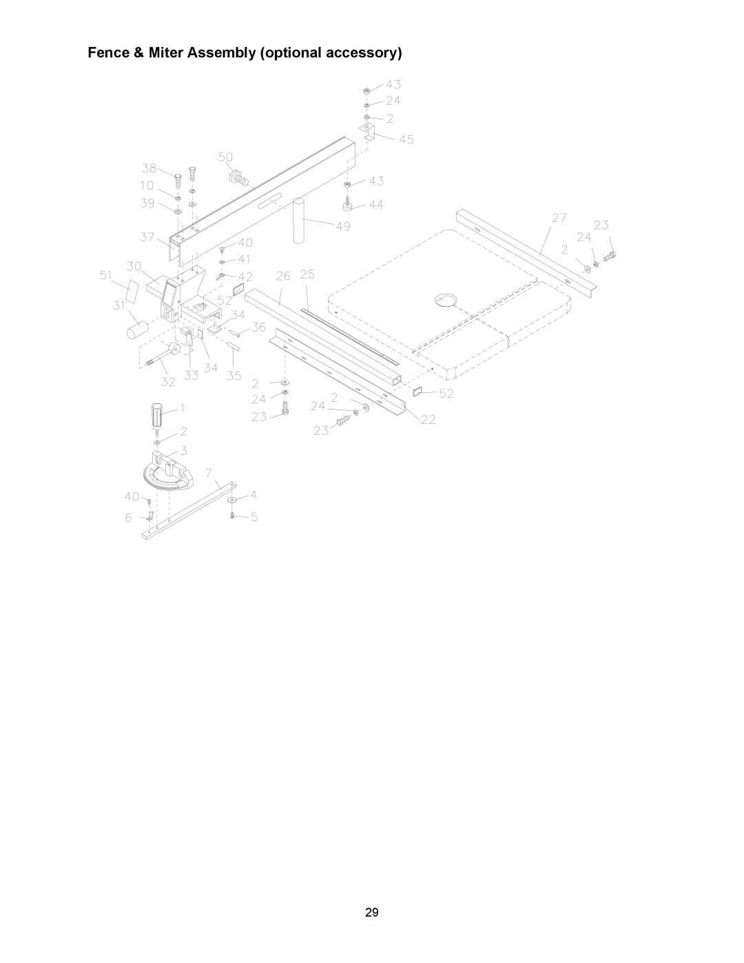 Wilton JWBS-16B manual Fence & Miter Assembly optional accessory 