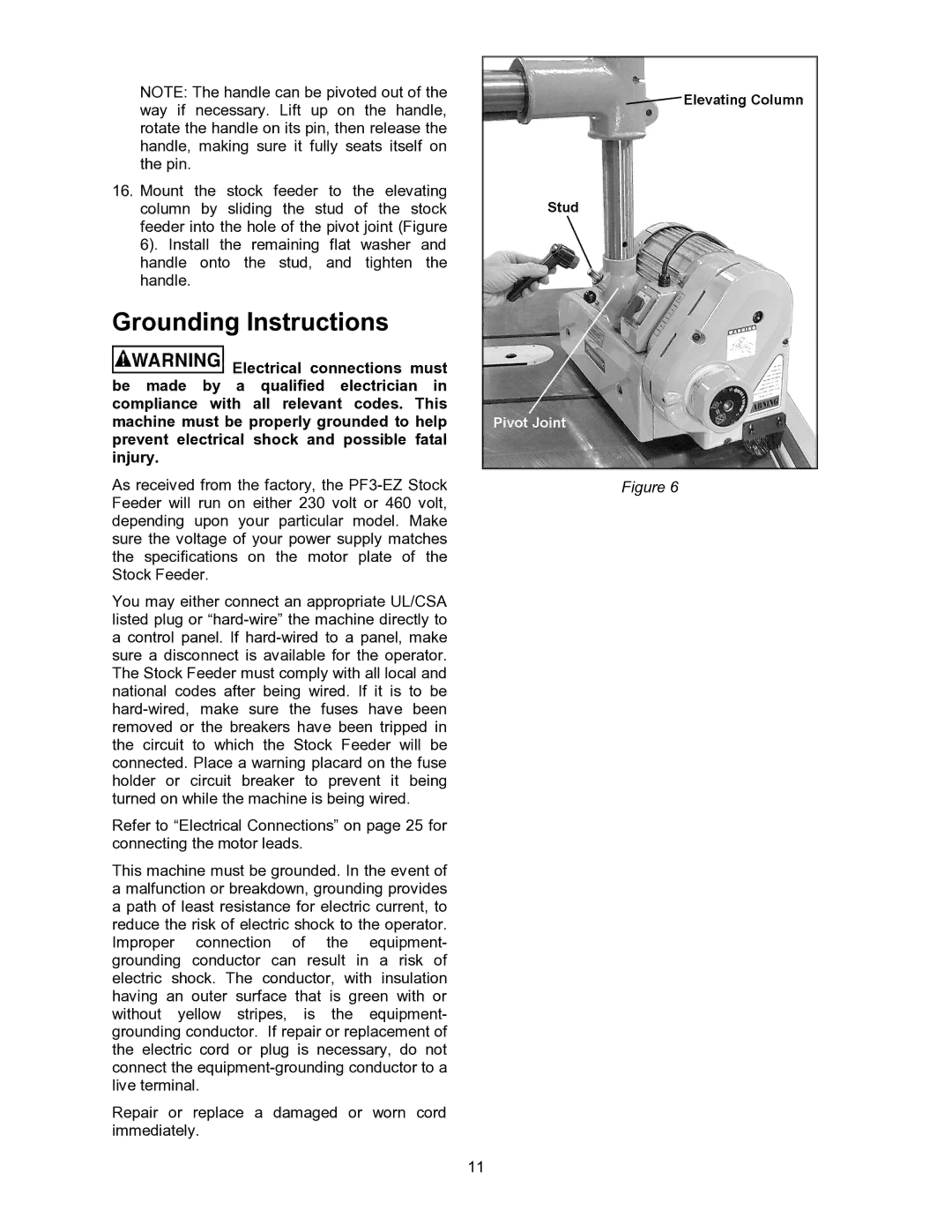 Wilton PF3-EZ manual Grounding Instructions 