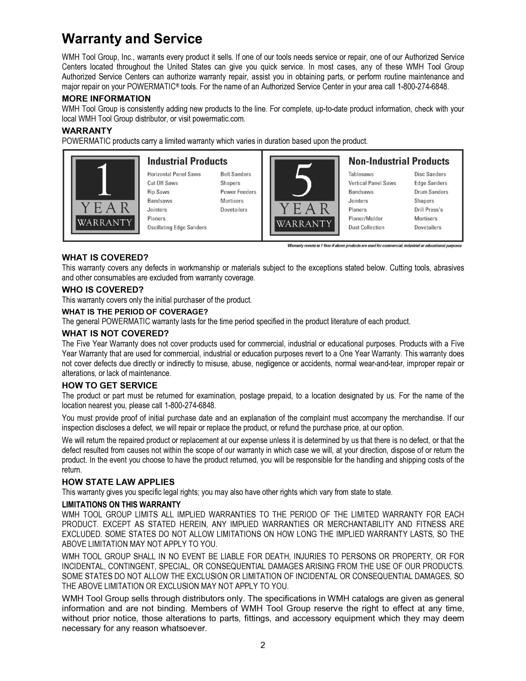 Wilton PF3-EZ manual Warranty and Service, More Information 