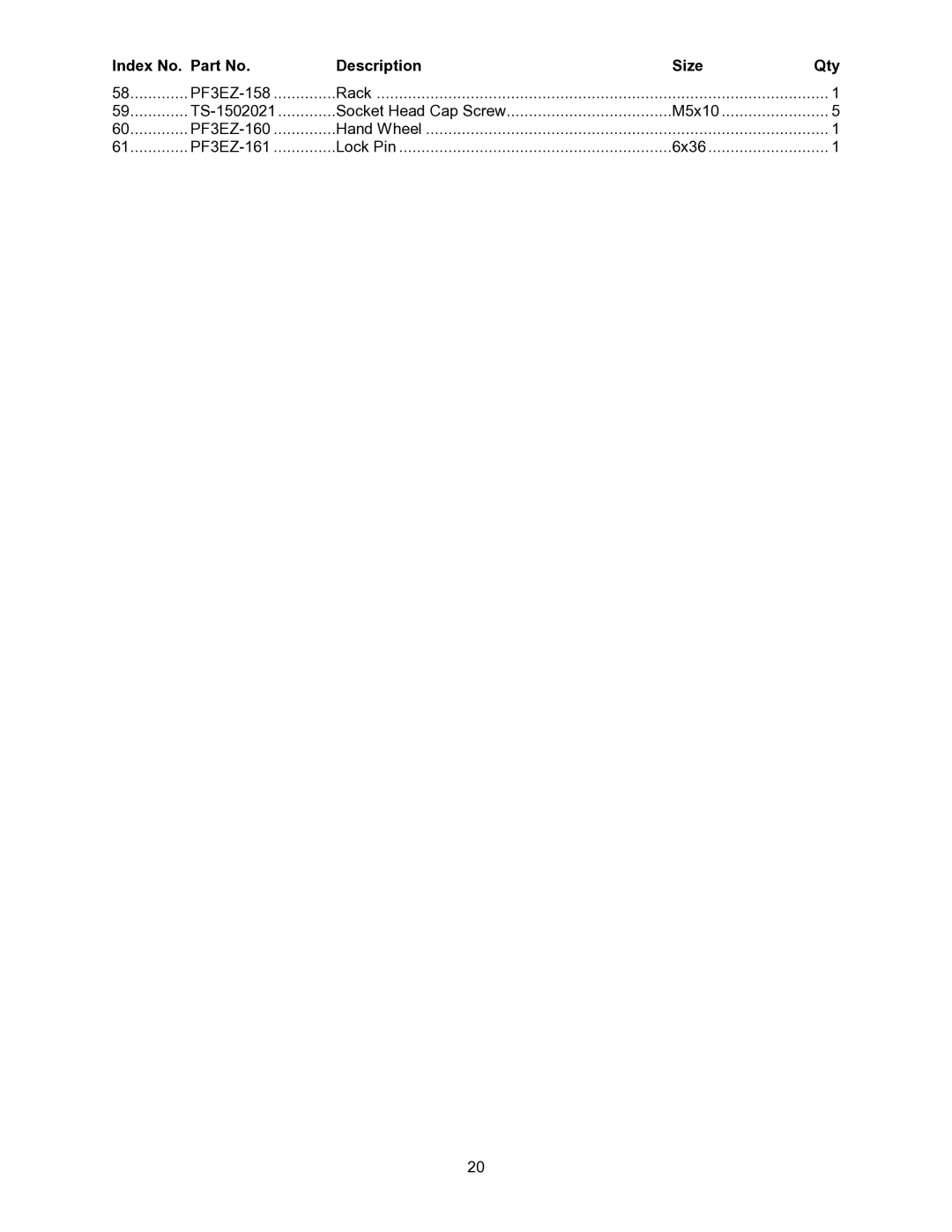 Wilton PF3-EZ manual PF3EZ-158 