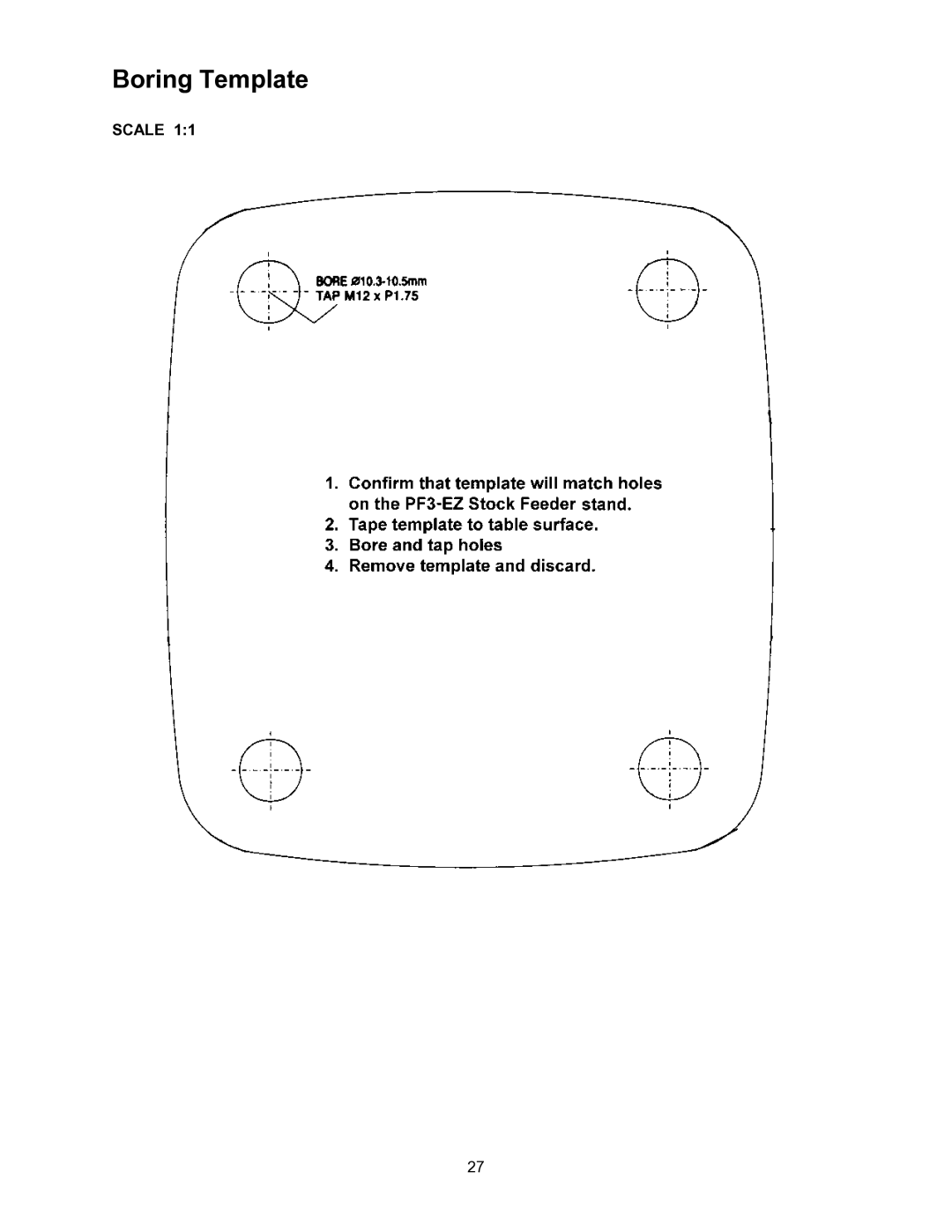 Wilton PF3-EZ manual Boring Template 