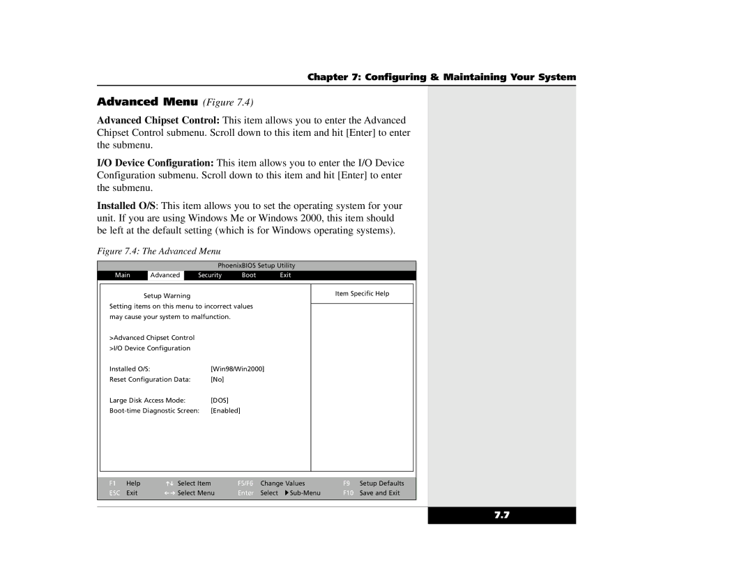 Winbook X2 manual Advanced Menu Figure, Main Advanced Security Boot Exit 