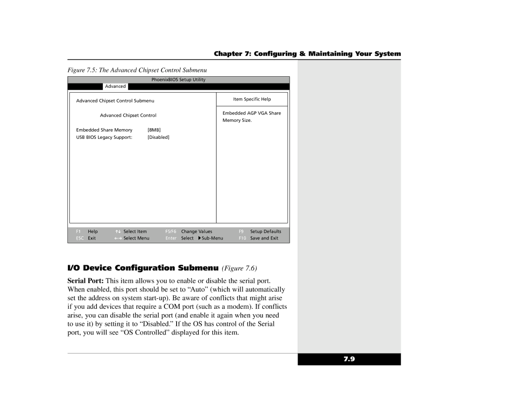 Winbook X2 manual Device Configuration Submenu Figure, Advanced Chipset Control Submenu 