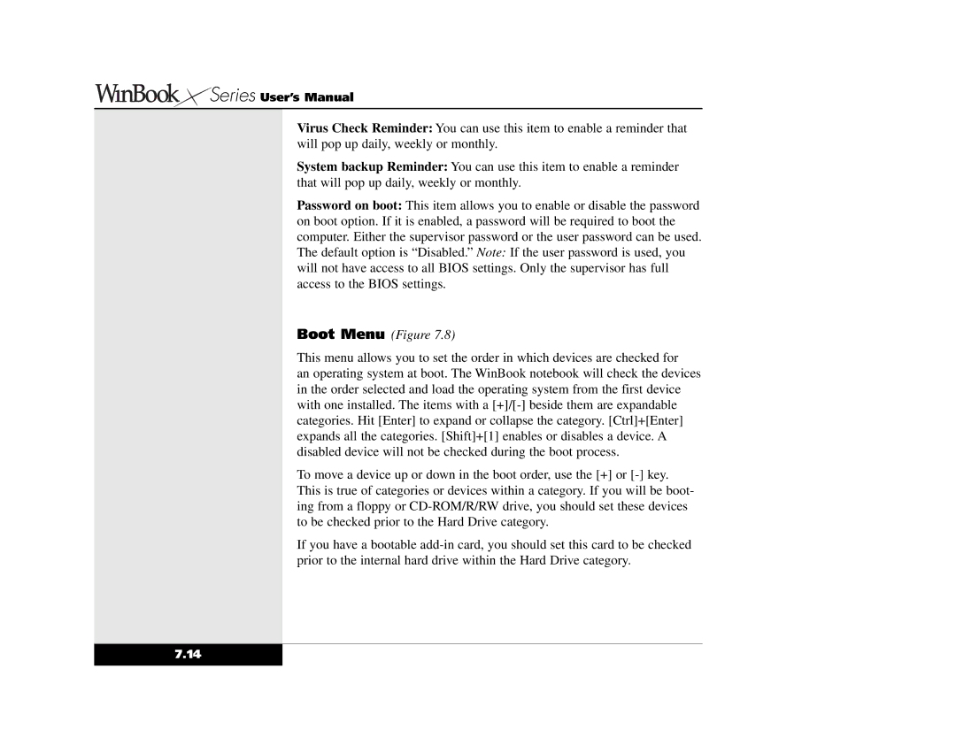 Winbook X2 manual Boot Menu Figure 