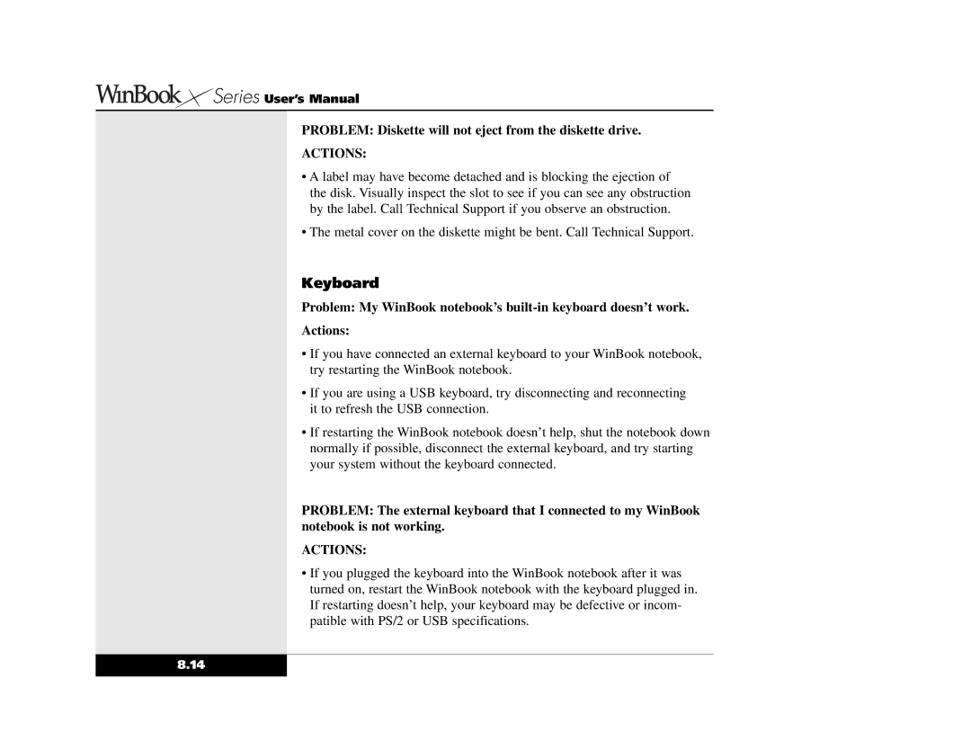 Winbook X2 manual Keyboard 