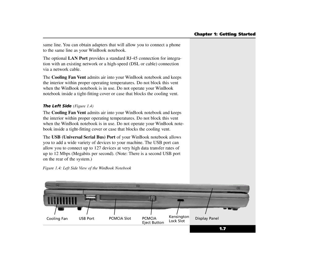 Winbook X2 manual Left Side Figure 