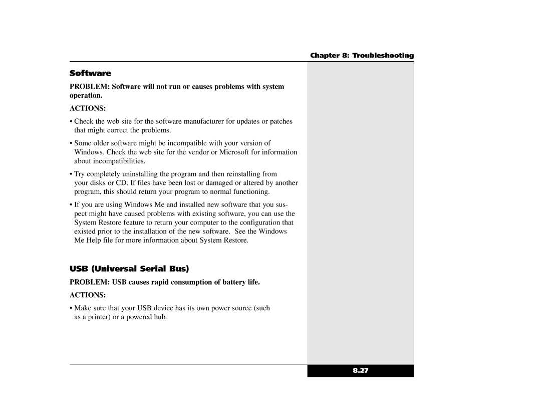 Winbook X2 manual Software, USB Universal Serial Bus 