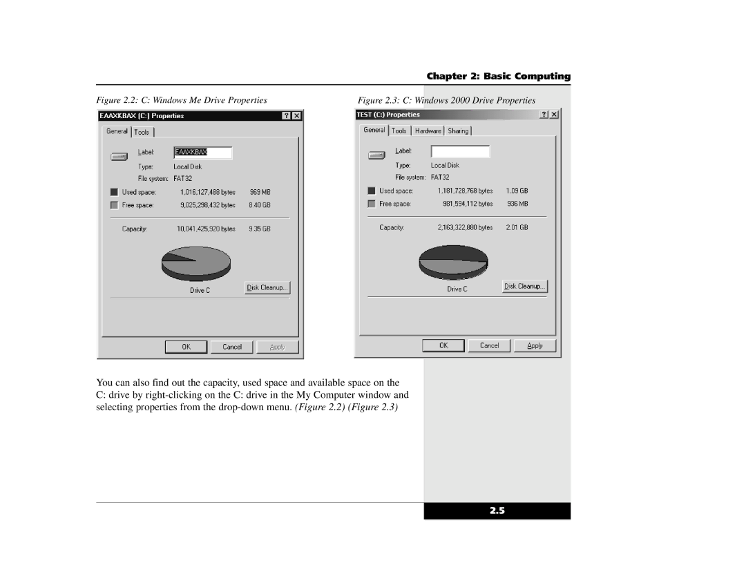 Winbook X2 manual C Windows Me Drive Properties 