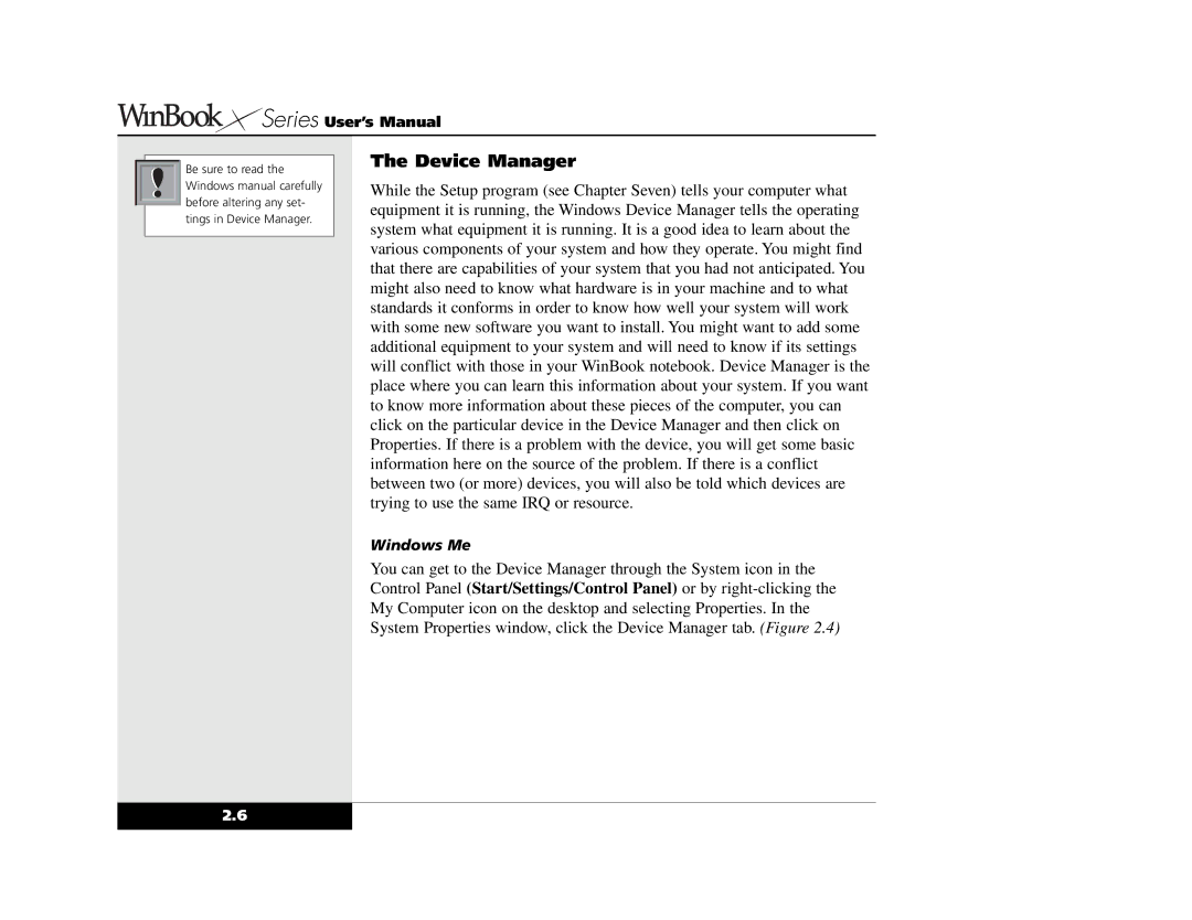 Winbook X2 manual Device Manager 